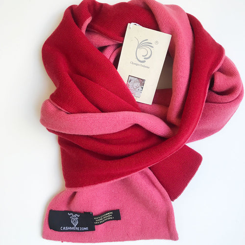 red reversible pure cashmere scarf